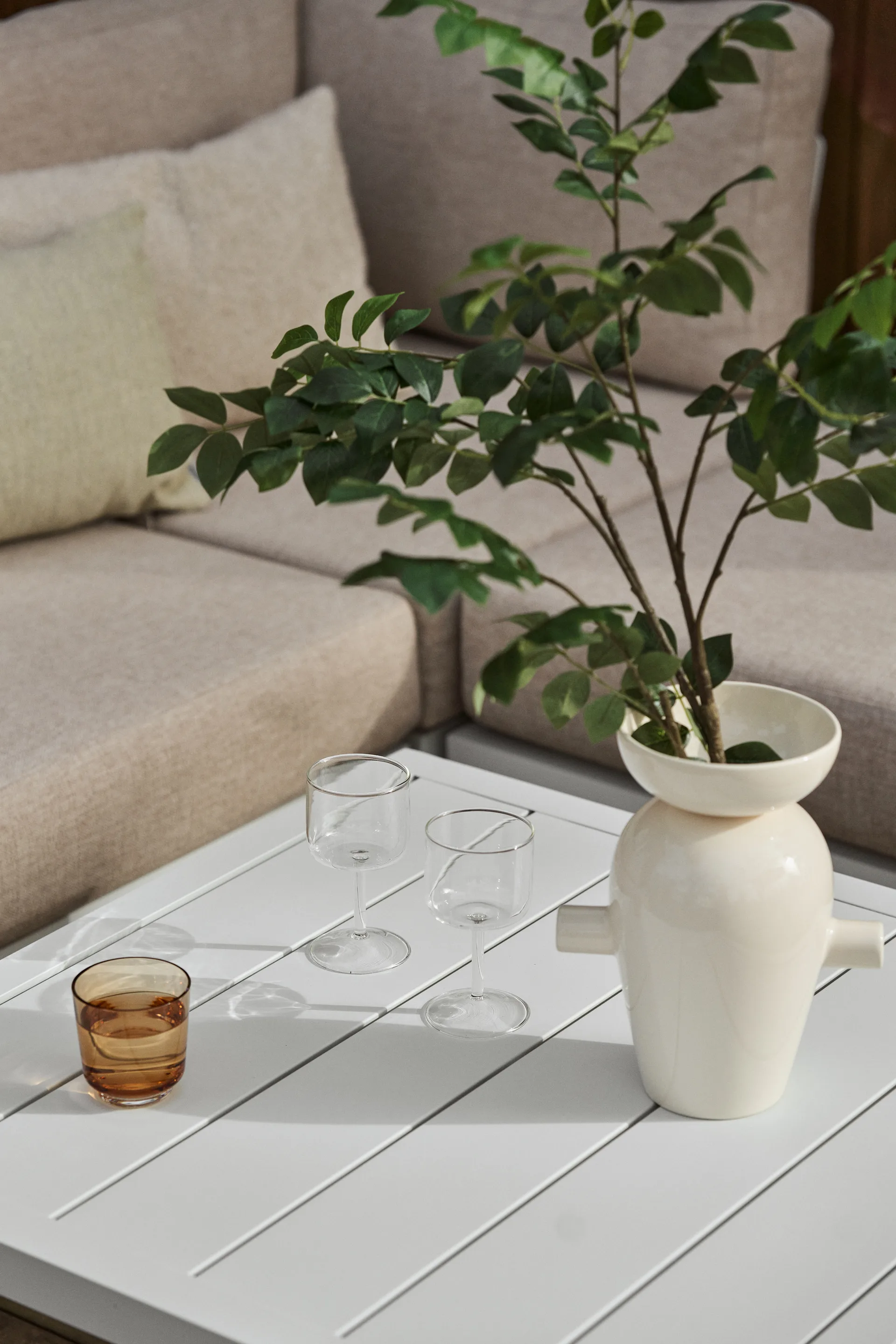 Stolik kawowy Santander 78x78x40 cm, Białe aluminium 1898