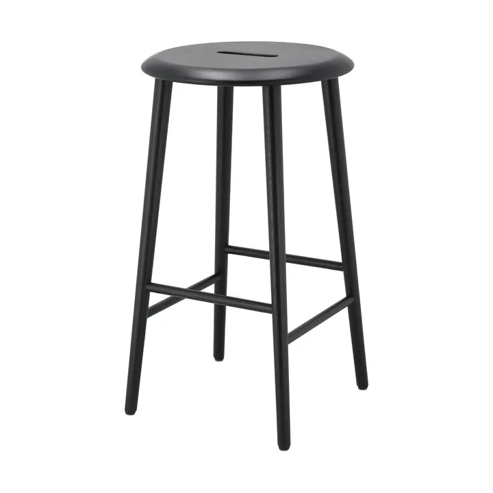 Taboret barowy okrągły Norrabo 65 cm - Dąb lakierowany na czarno - 1898