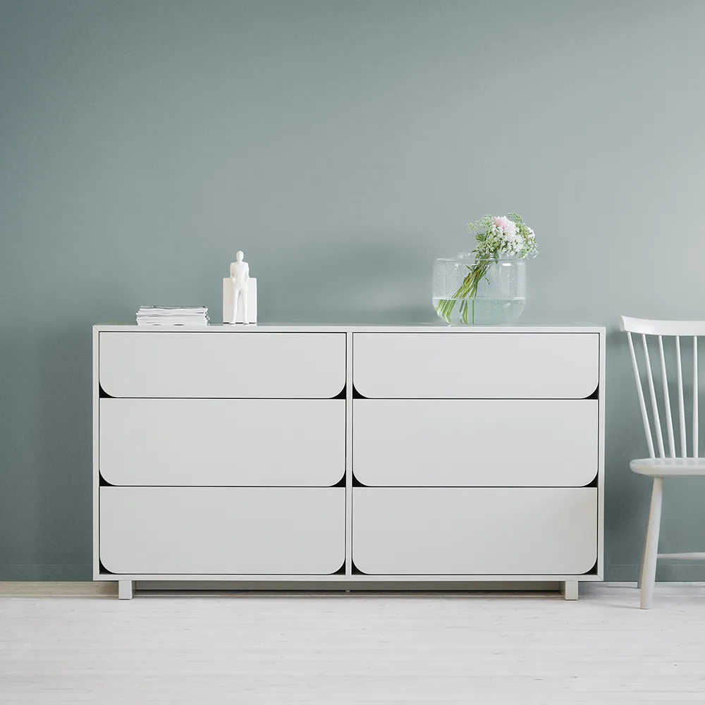Vidja Podwójna komoda, biały lakier, 6 szuflady 1898