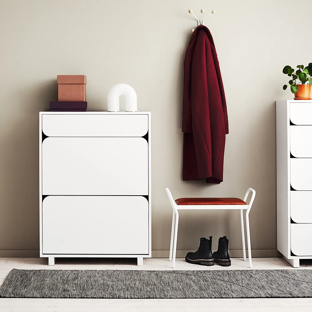 Vidja szafka na buty, biały lakier, 2 komory + 1 szuflada 1898