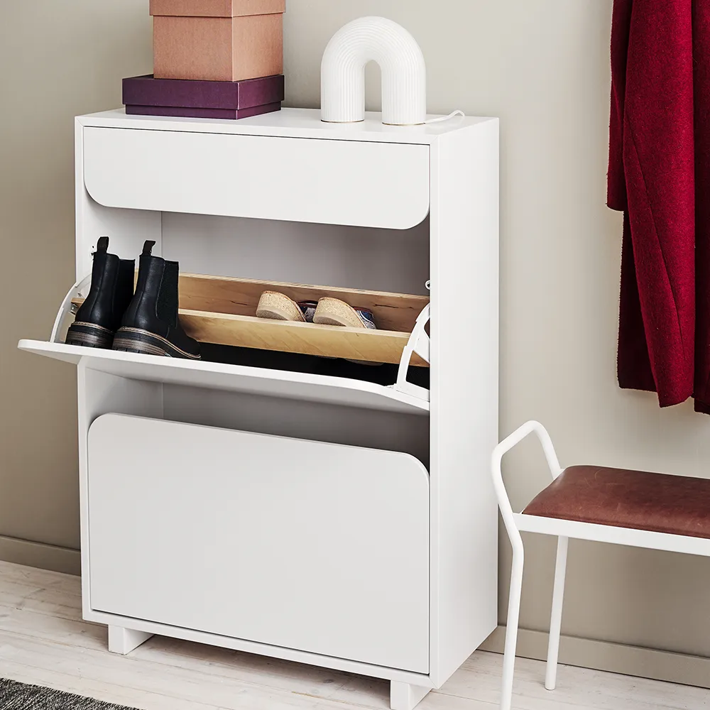 Vidja szafka na buty, biały lakier, 2 komory + 1 szuflada 1898