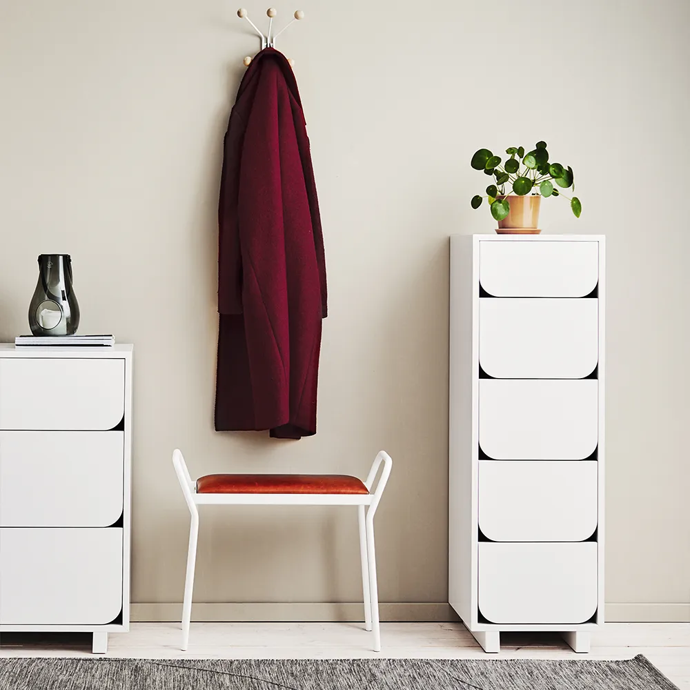 Vidja wąski komoda 5 szuflady, Biały lakier 1898