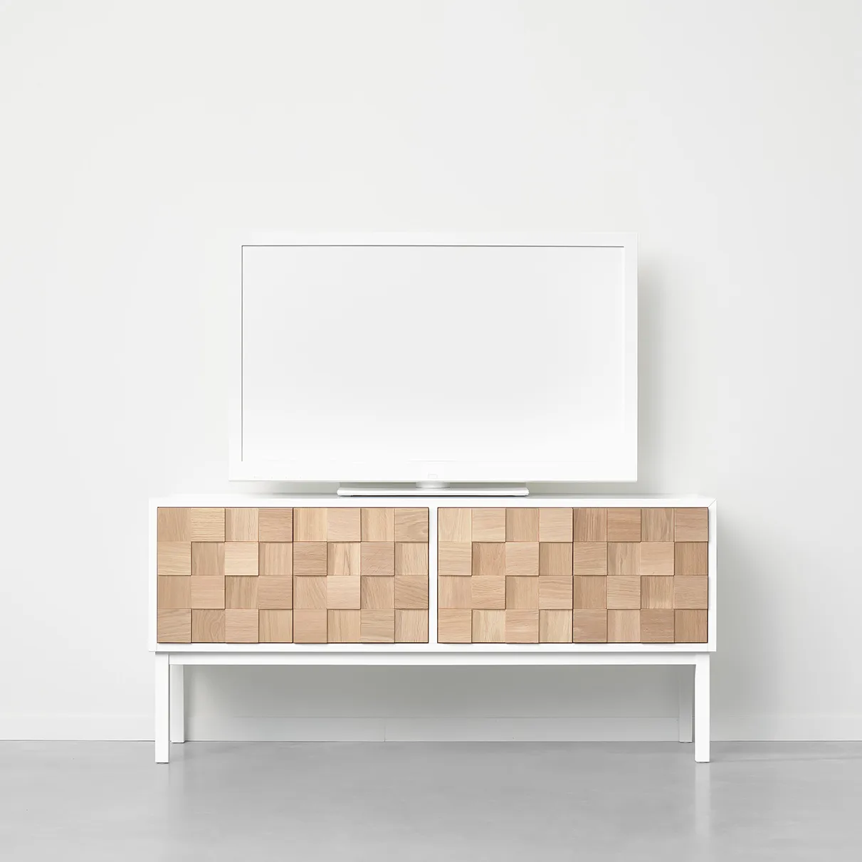 Collect 2016 ławka multimedialna z nogami, Białynaoliwione dąb-biały A2