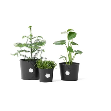 Hug doniczka - Skóra Tärnsjö czarna, Ø18×15 cm - A2