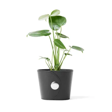 Hug doniczka - Skóra Tärnsjö czarna, Ø18×15 cm - A2