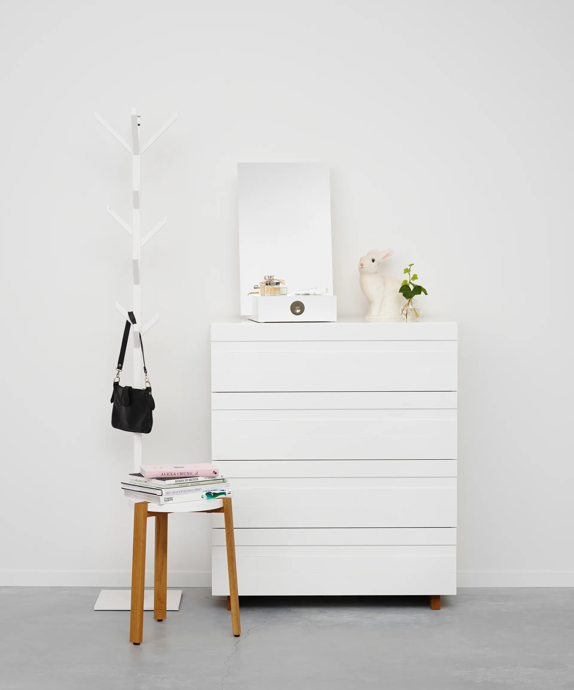 Lustro stołowe Me z pojemnikiem, Biały, 34×57×30 cm A2