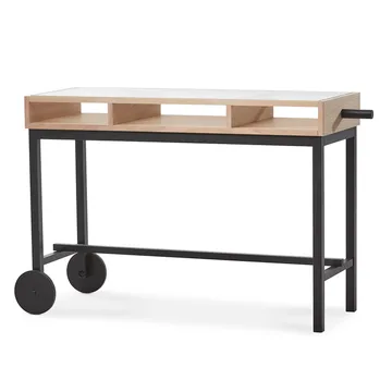 Shift biurko z kółkami - Białynaoliwione dąb-czarny - A2