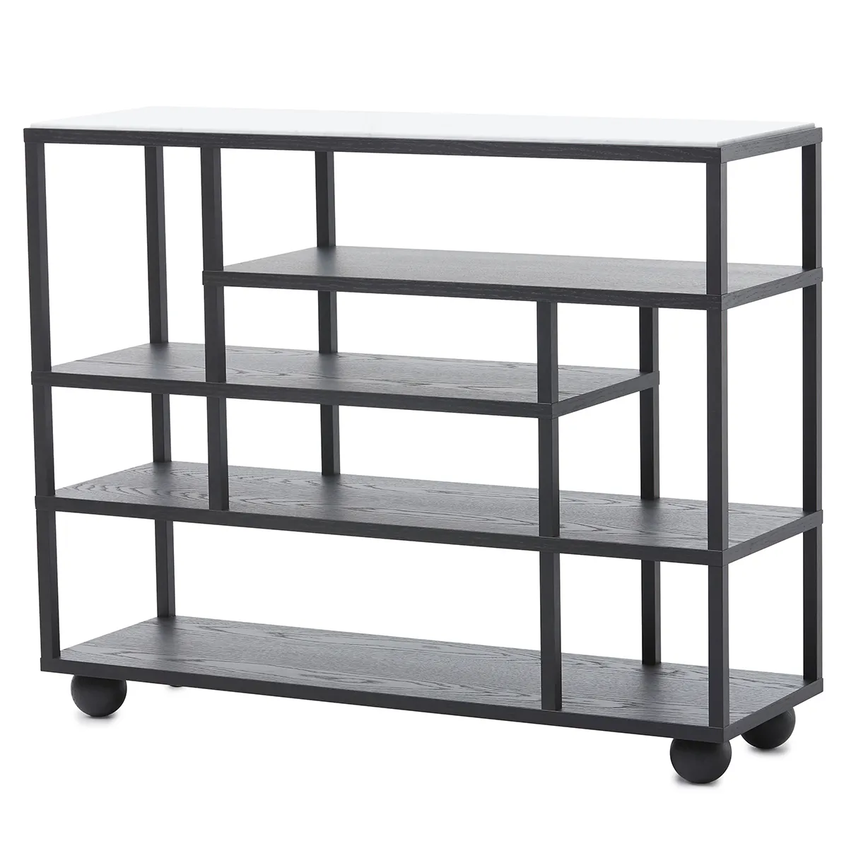 Show półka z marmurowym blatem, Barwione na czarno dąb A2