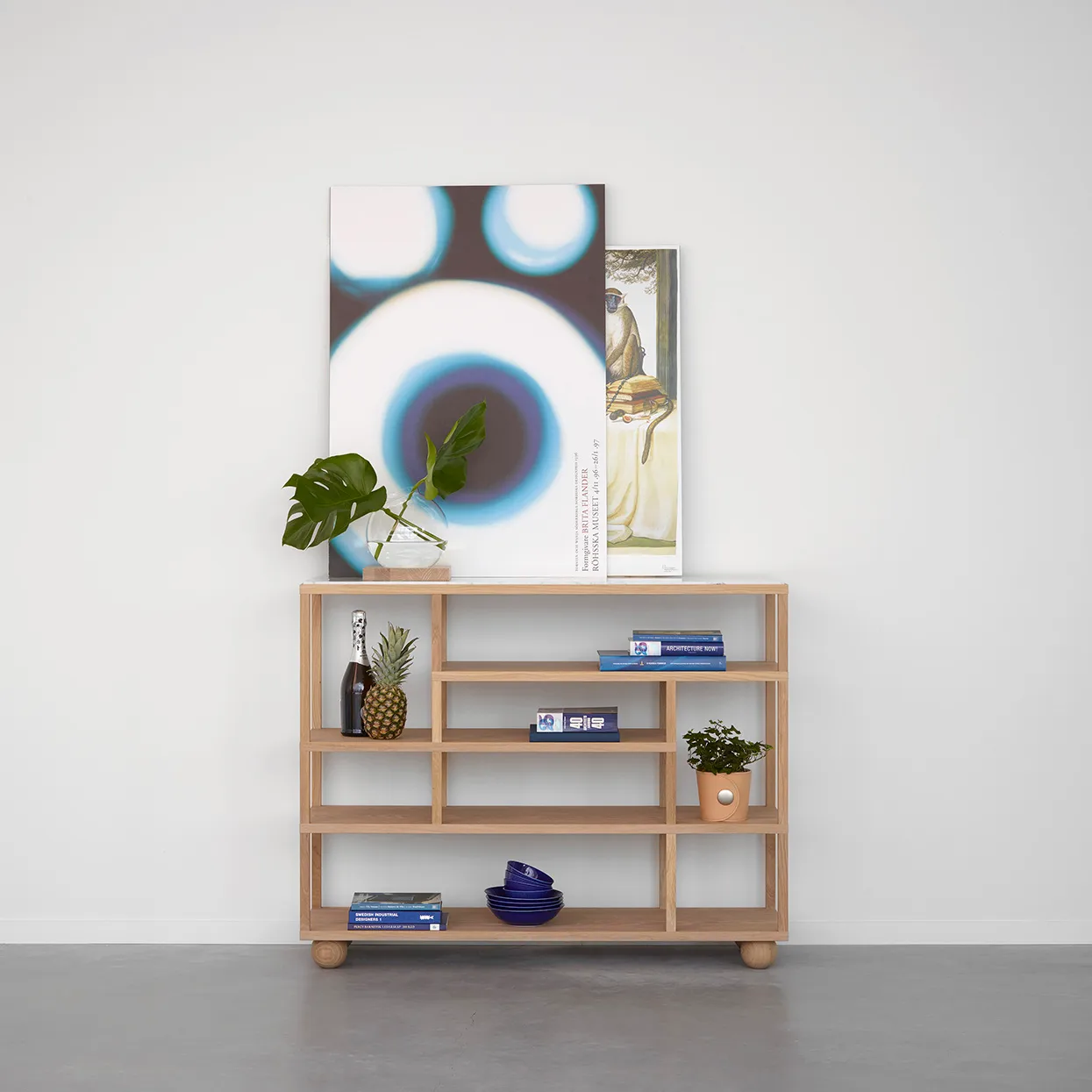 Show półka z marmurowym blatem, Biały Naoliwione dąb A2