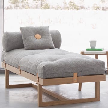 Stay łóżko dzienne - tkanina zielona, ​​rama z olejowanego dębu - A2