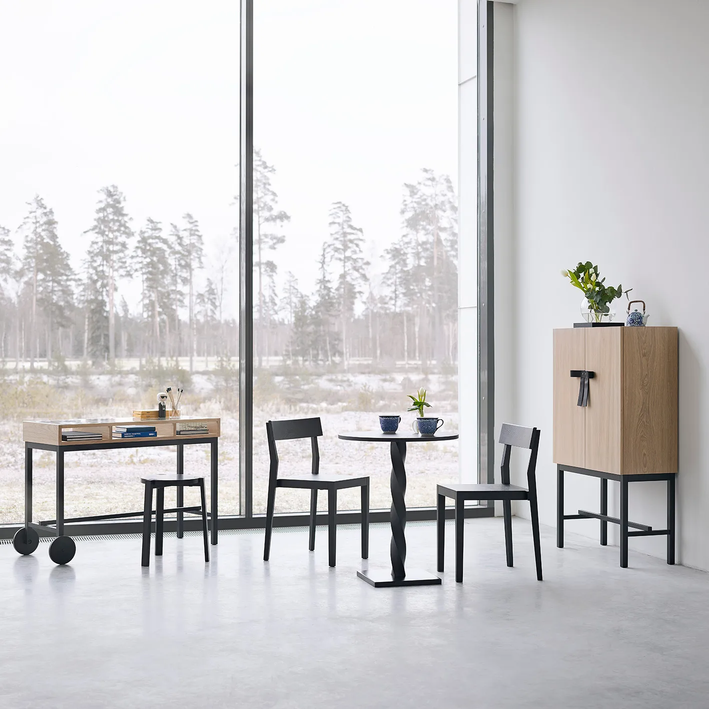 The Bow gabinet, Biały Naoliwione dąb-czarny A2