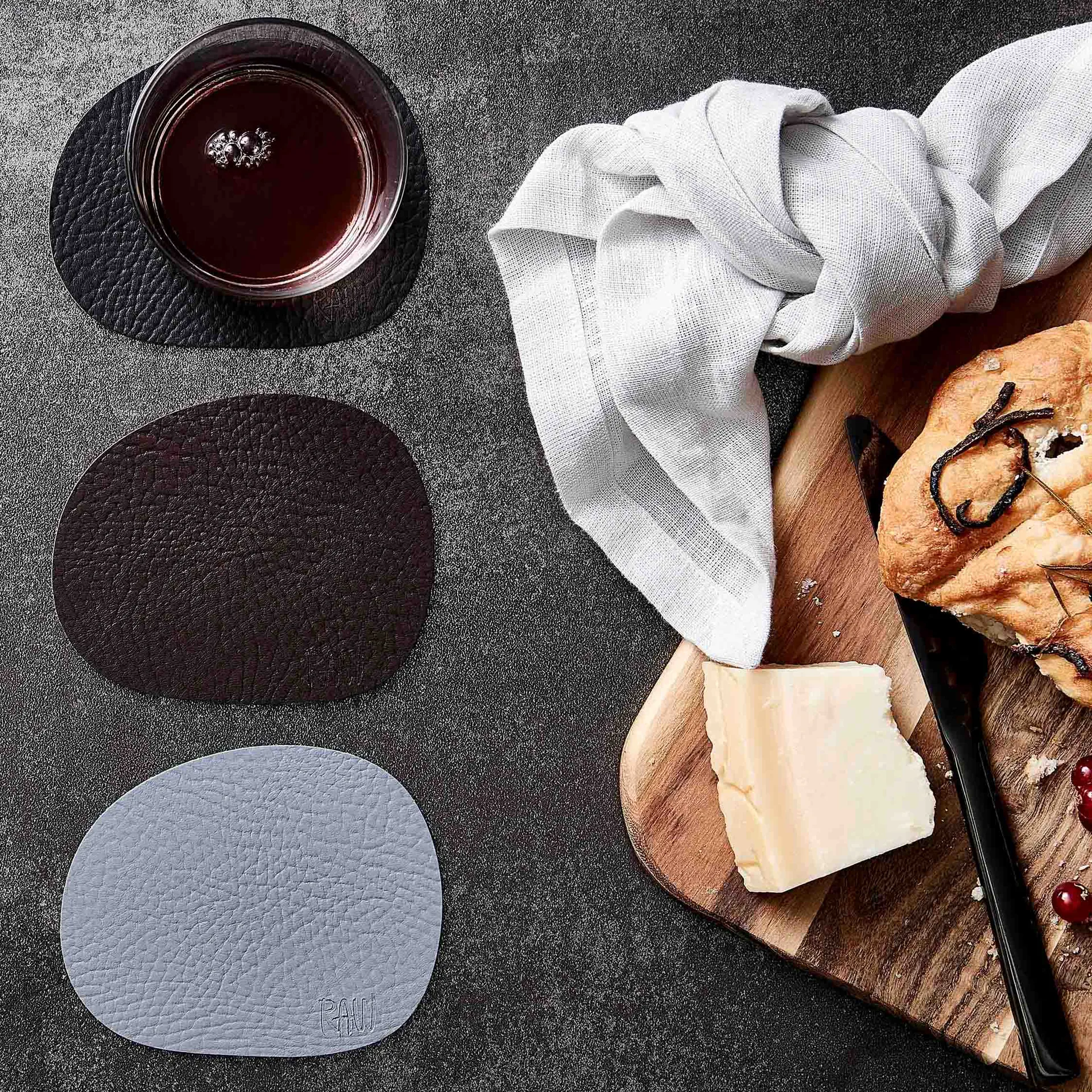 Podstawki pod szklanki Raw skóra 6-pak, Brown buffalo (brązowy) Aida