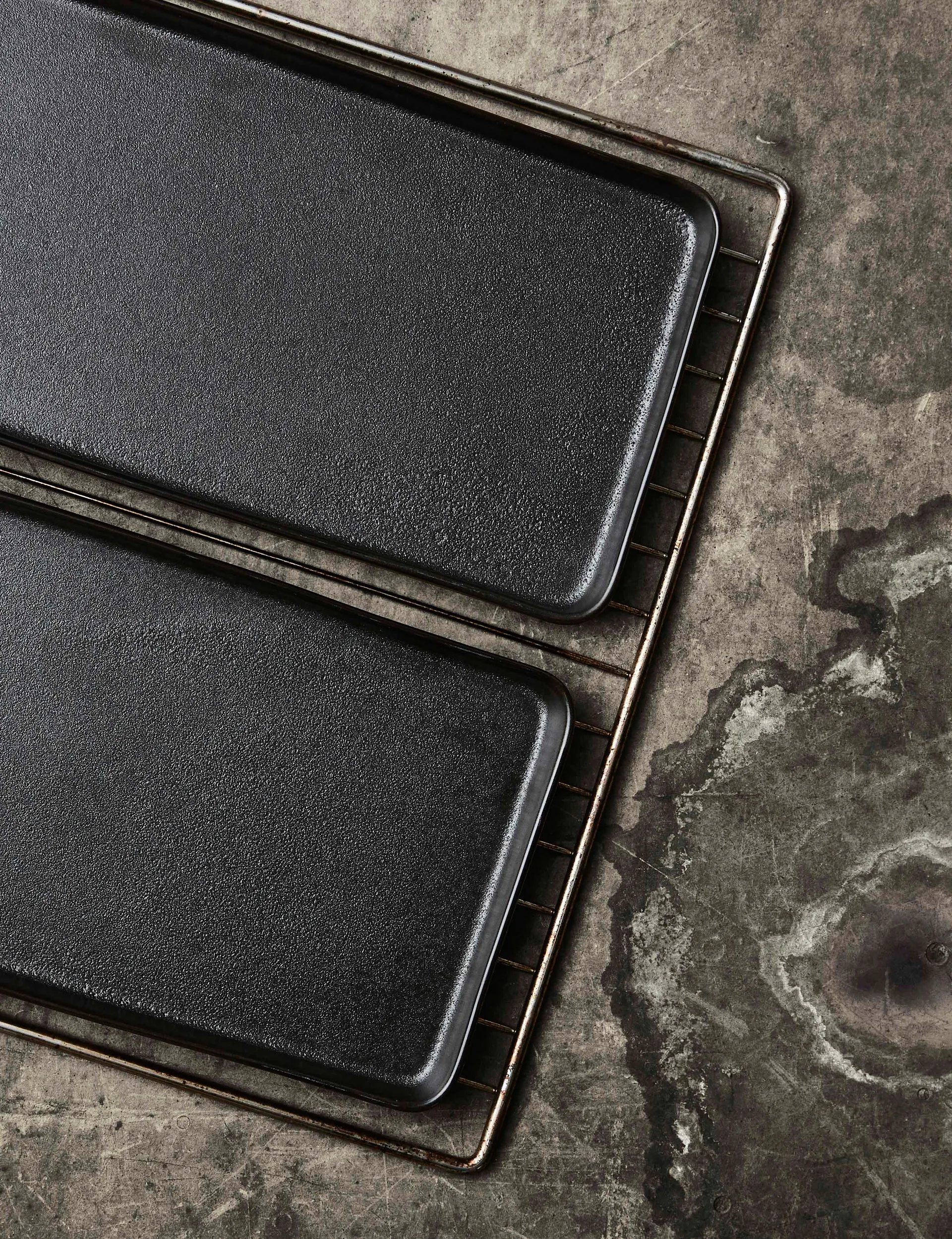 Półmisek Raw 18x34 cm 2-pak, Czarny tytanowy Aida