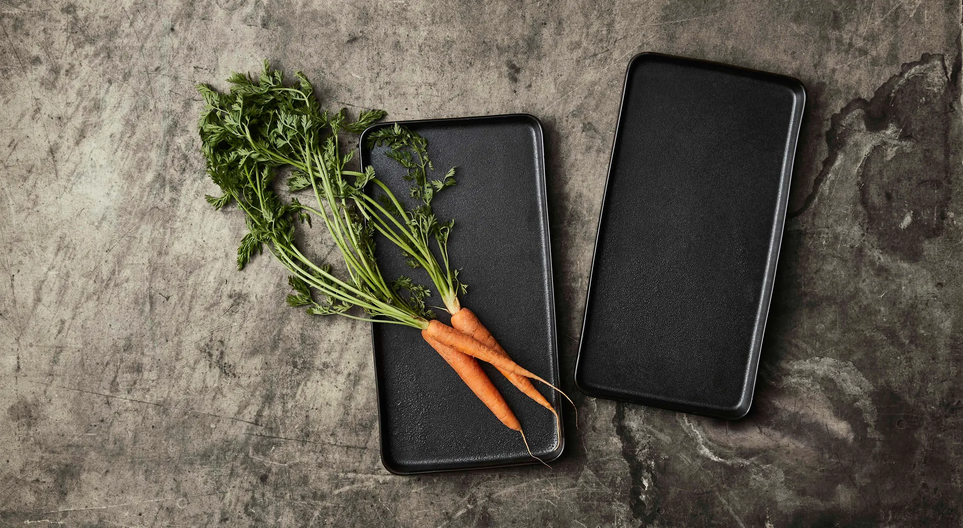 Półmisek Raw 18x34 cm 2-pak, Czarny tytanowy Aida