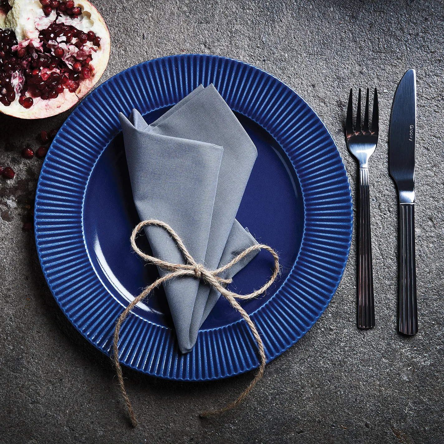 Talerz Groovy Ø 27 cm, Niebieski Aida