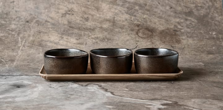 Zestaw misek z drewnianą tacą Raw Organic, Metallic Brown Aida