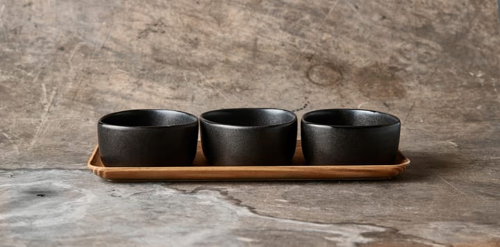 Zestaw misek z drewnianą tacą Raw Organic, Titanium Black Aida