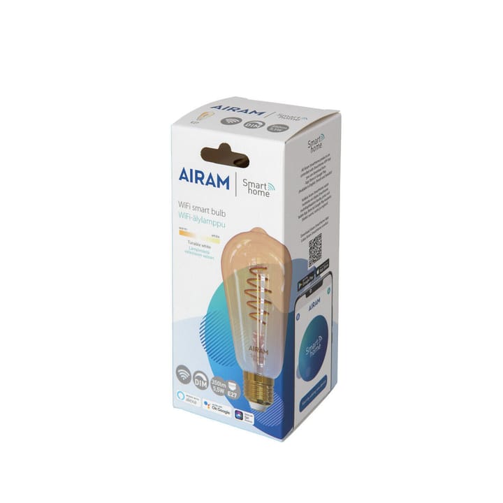 Airam Smarta Dom Filament LED-Żarówka Edisona, bursztyn, st64, spiralna e27, 6w Airam