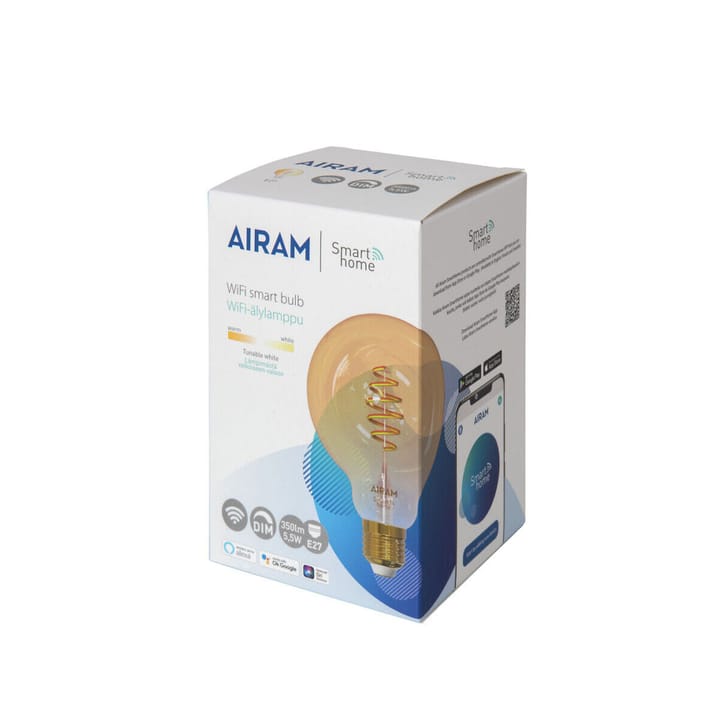Airam Smarta Dom Filamentowa żarówka LED-glob, bursztynowy, 95mm, spiralny e27, 6w Airam