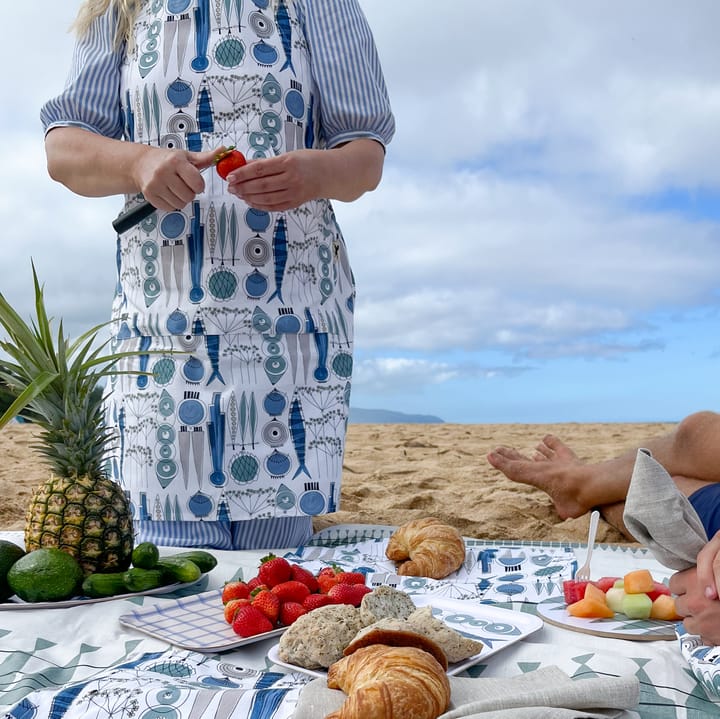 Fartuch z drobnym wzorem Picknick, Niebieski-beżowy Almedahls