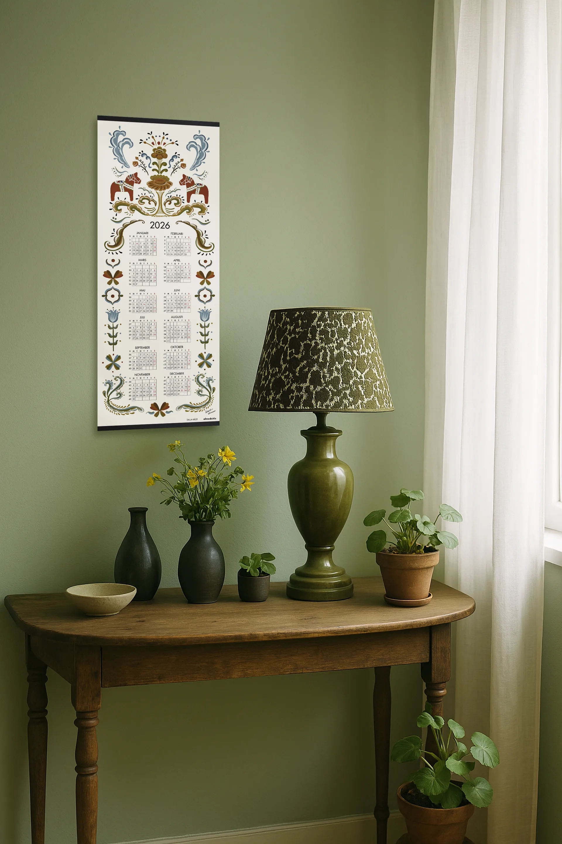 Kalendarz Dalahäst, 2026, 35x90 cm Almedahls