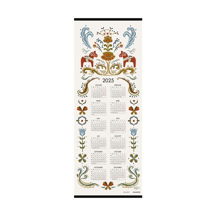 Kalendarz z konikami Dalahäst 2025, 35x90 cm Almedahls