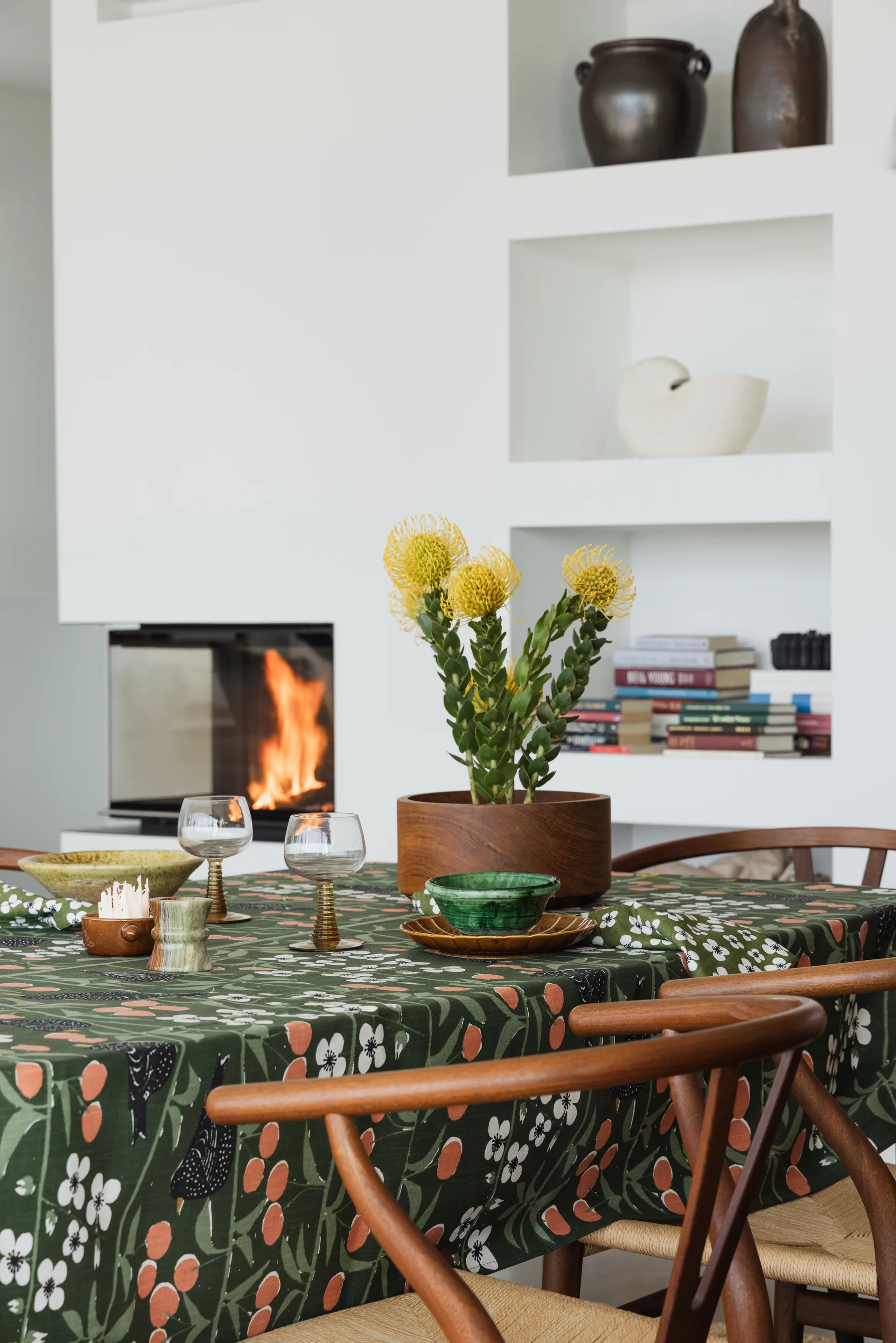 Obrus Körsbärsträdgården, Ciemnozielony, 145x250 cm Almedahls