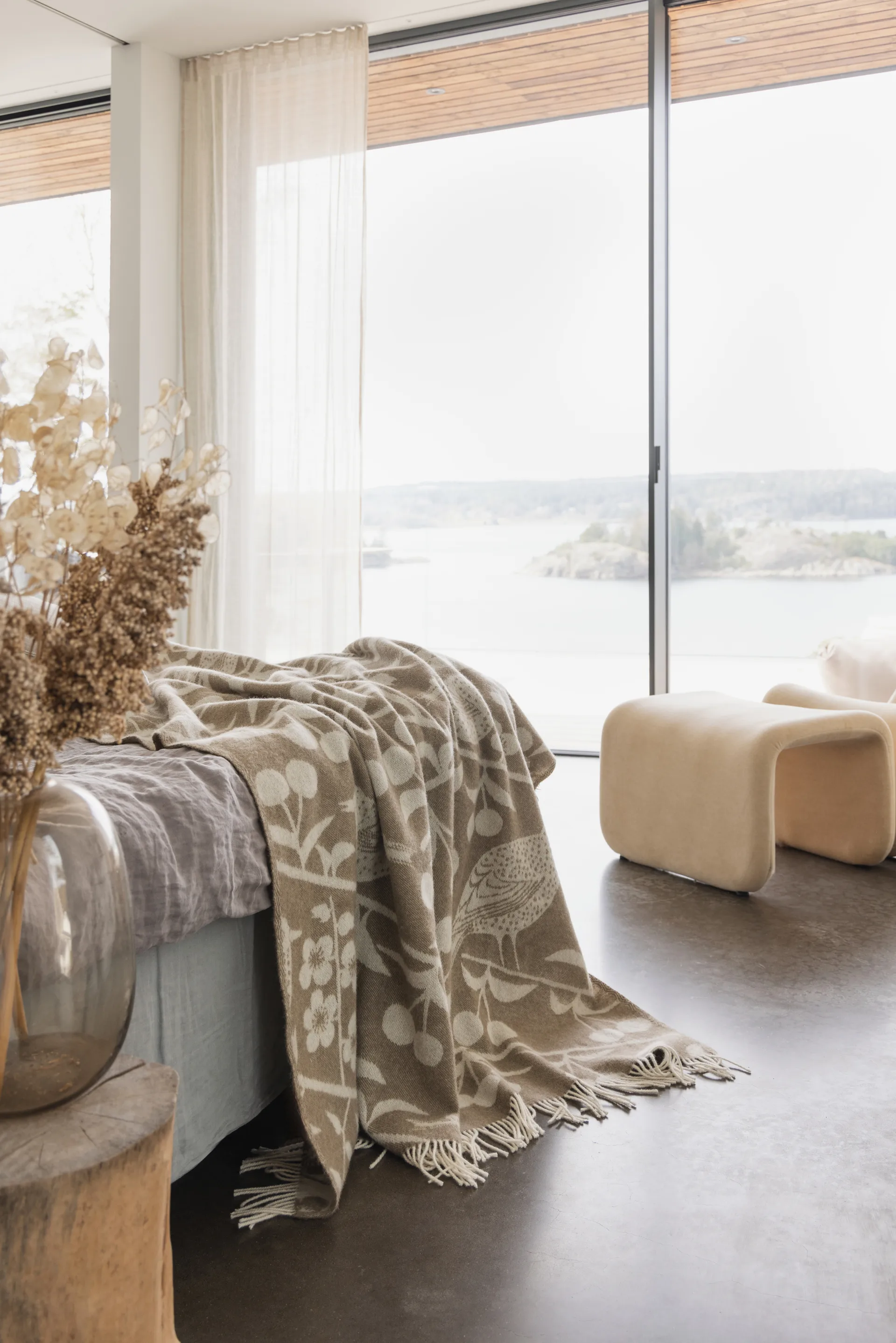 Pled Körsbärsträdgården 130x170 cm, Brązowy-kremowy Almedahls