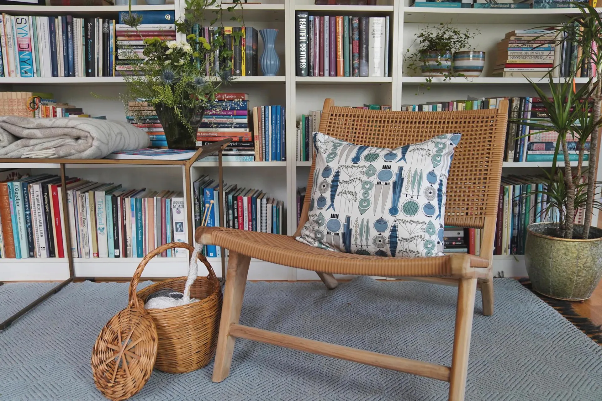 Poszewka na poduszkę Picknick 47x47 cm, Niebieski-beżowy Almedahls