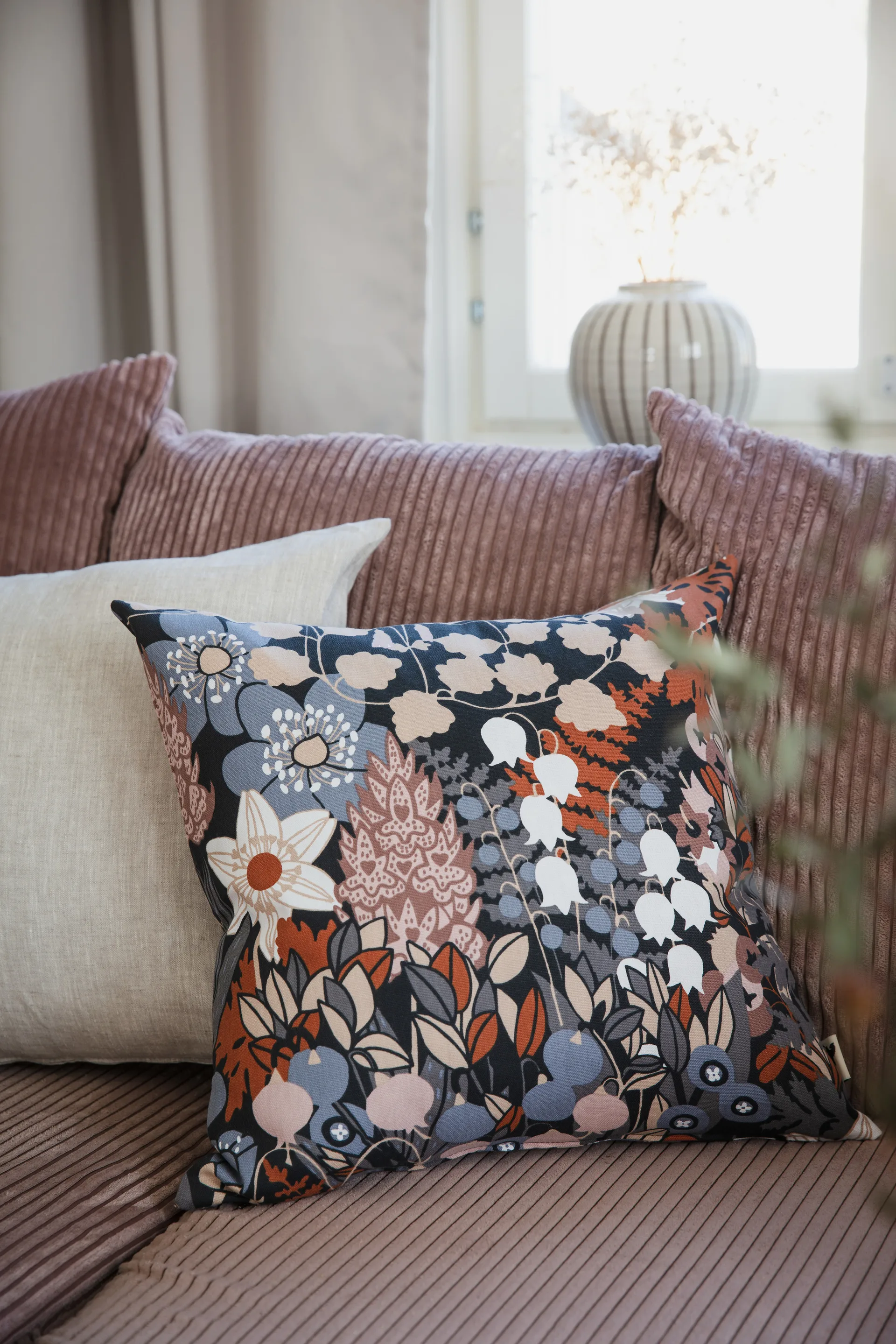 Poszewka na poduszkę Skogen 47x47 cm, Niebiesko-brązowa Almedahls