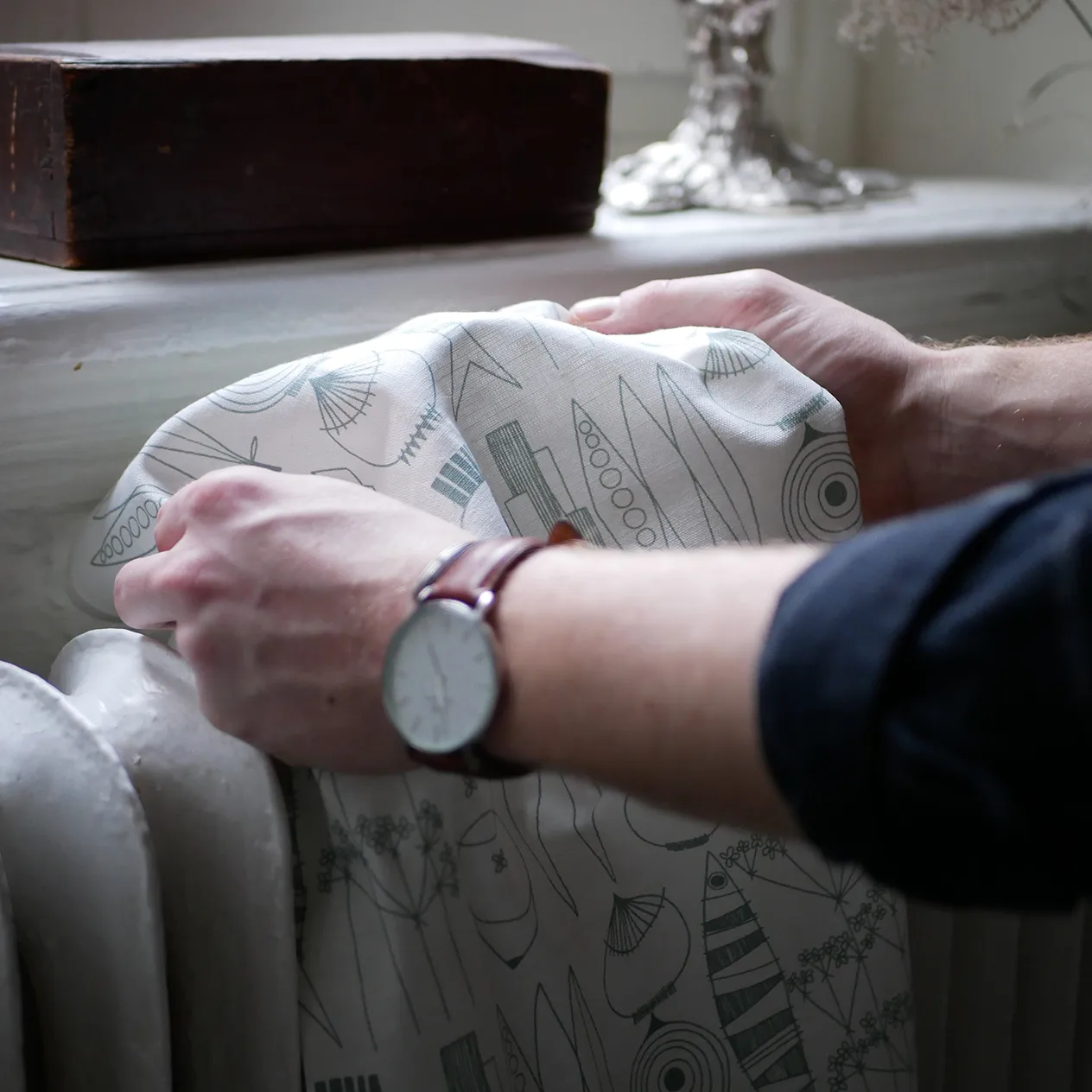 Ręcznik kuchenny Picknick, biały - zielony - szary Almedahls