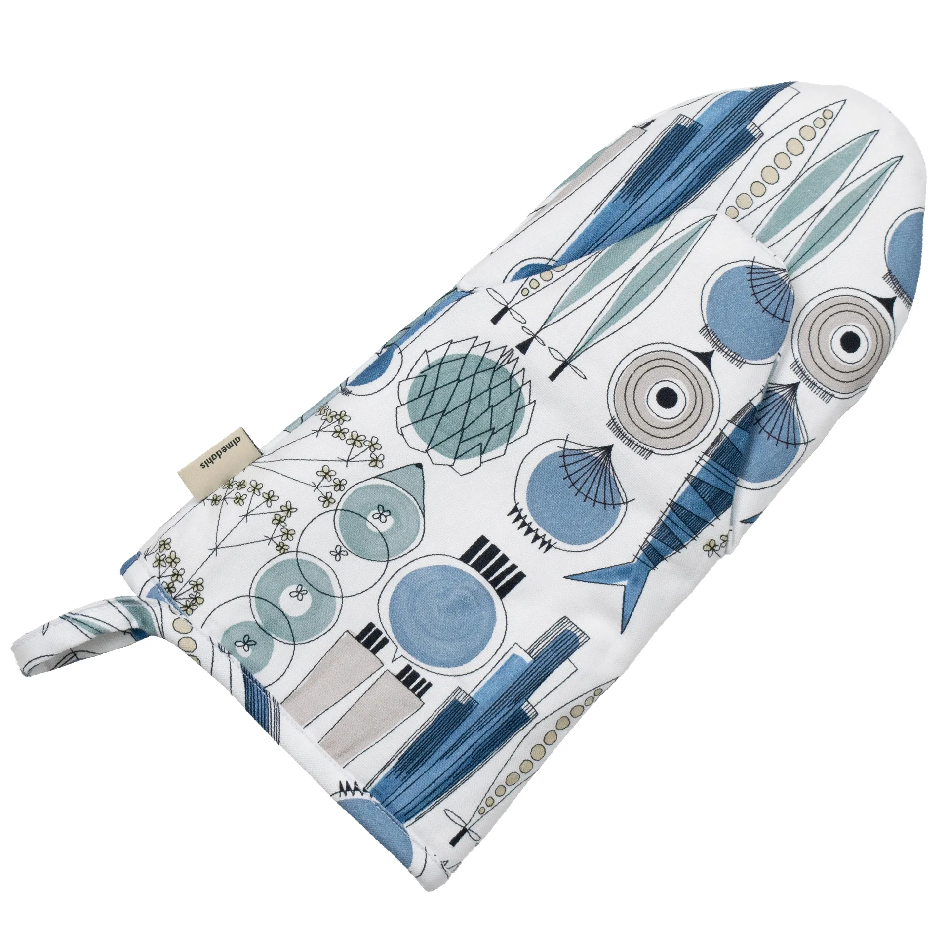 Rękawica grillowa z drobnym wzorem Picknick, Niebieski-beżowy Almedahls