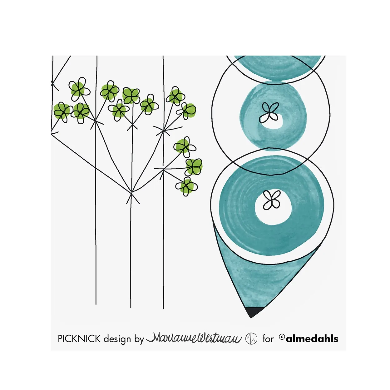 Serwetki Picknick, niebieski - biały Almedahls