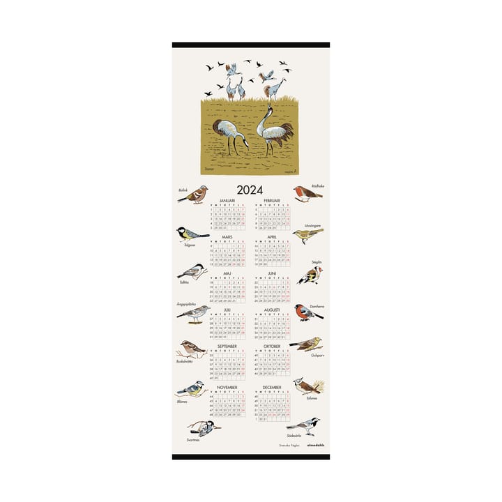 Svenska fåglar kalendarz 2024 - 35x90 cm - Almedahls