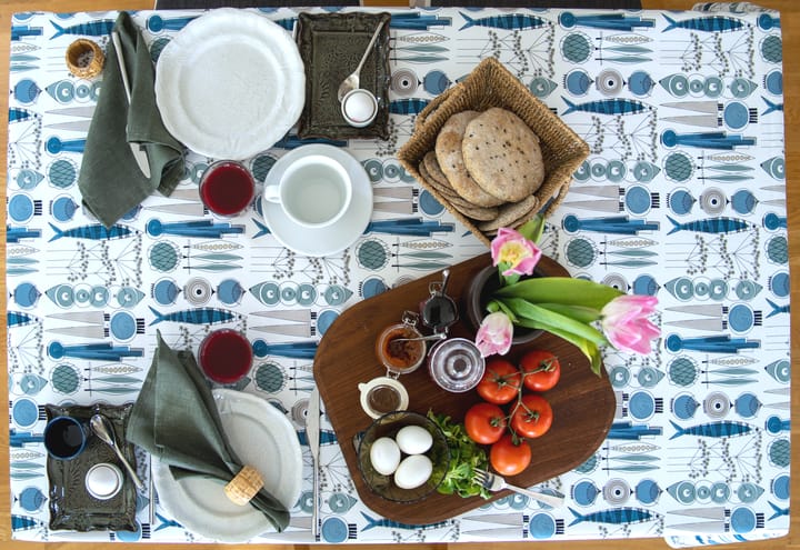 Tkanina Picknick - Niebieski-beżowy - Almedahls