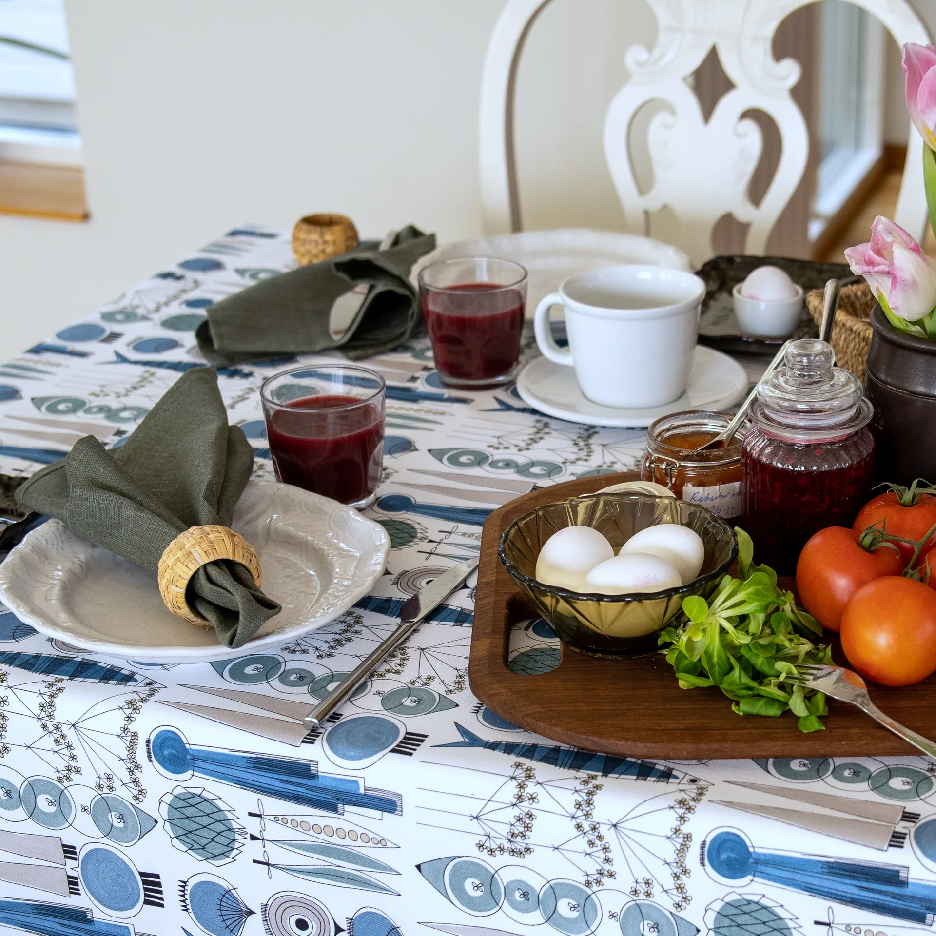 Tkanina Picknick, Niebieski-beżowy Almedahls
