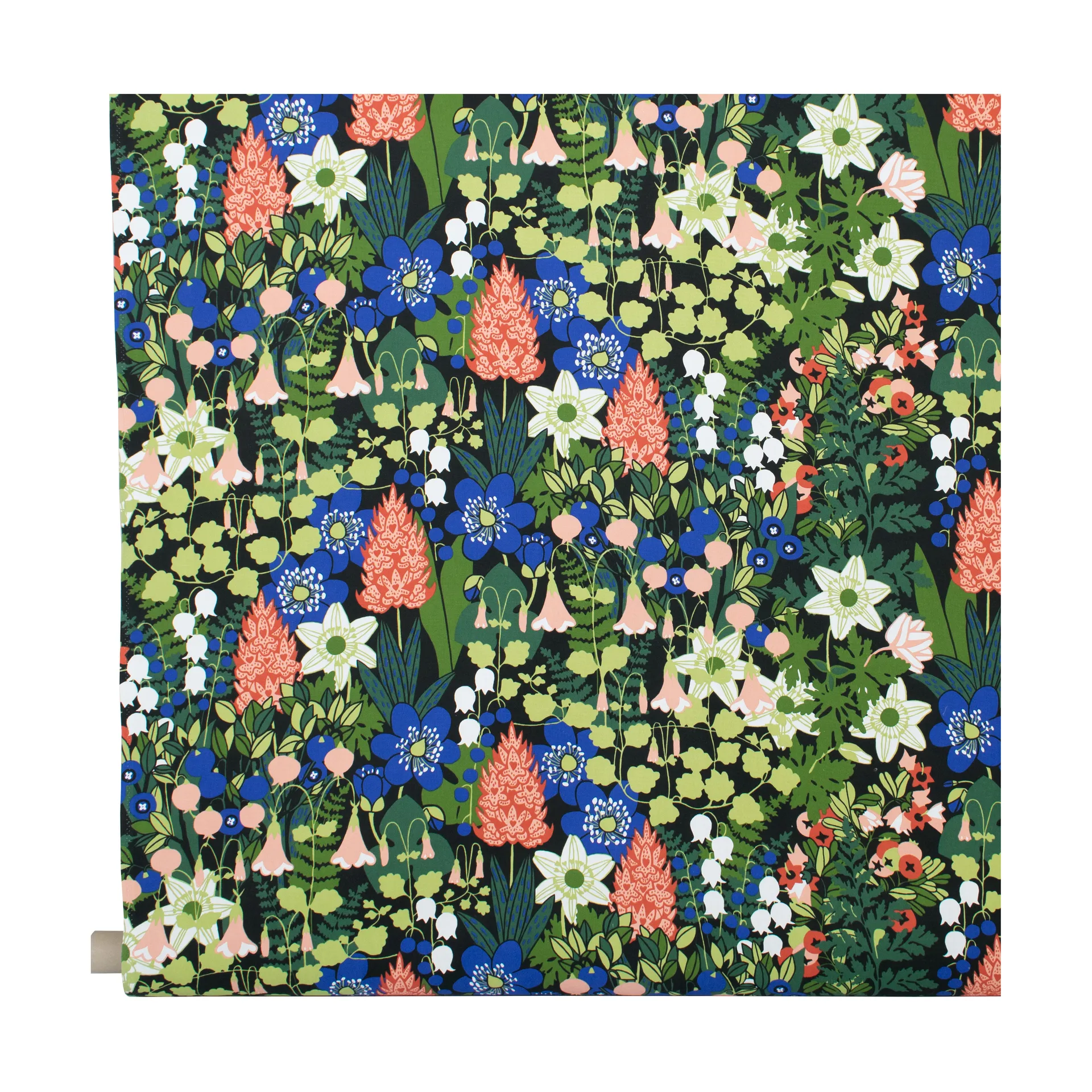 Tkanina Skogen , Czarno-zielono-różowa Almedahls