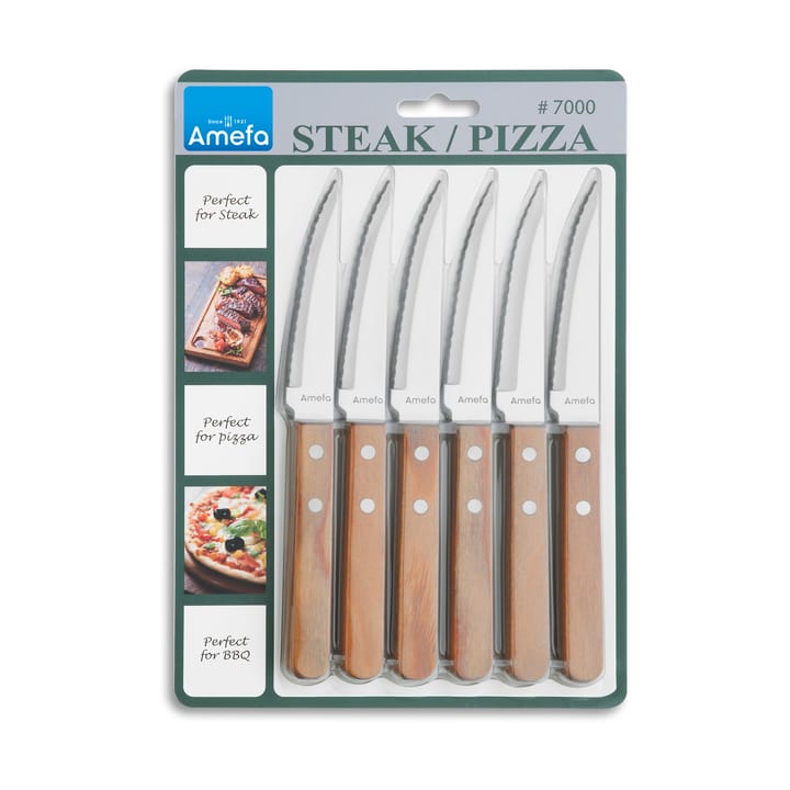 Zestaw noży do grilla Pizza, 6 szt., Dąb Amefa