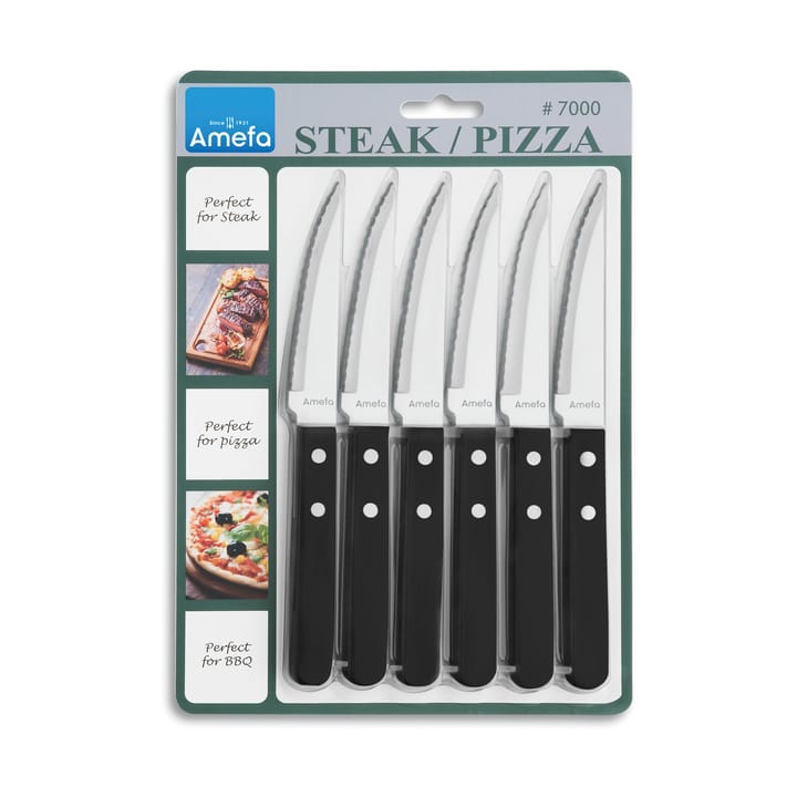 Zestaw noży do grilla Pizza Noir, 6 szt., Czarne Amefa