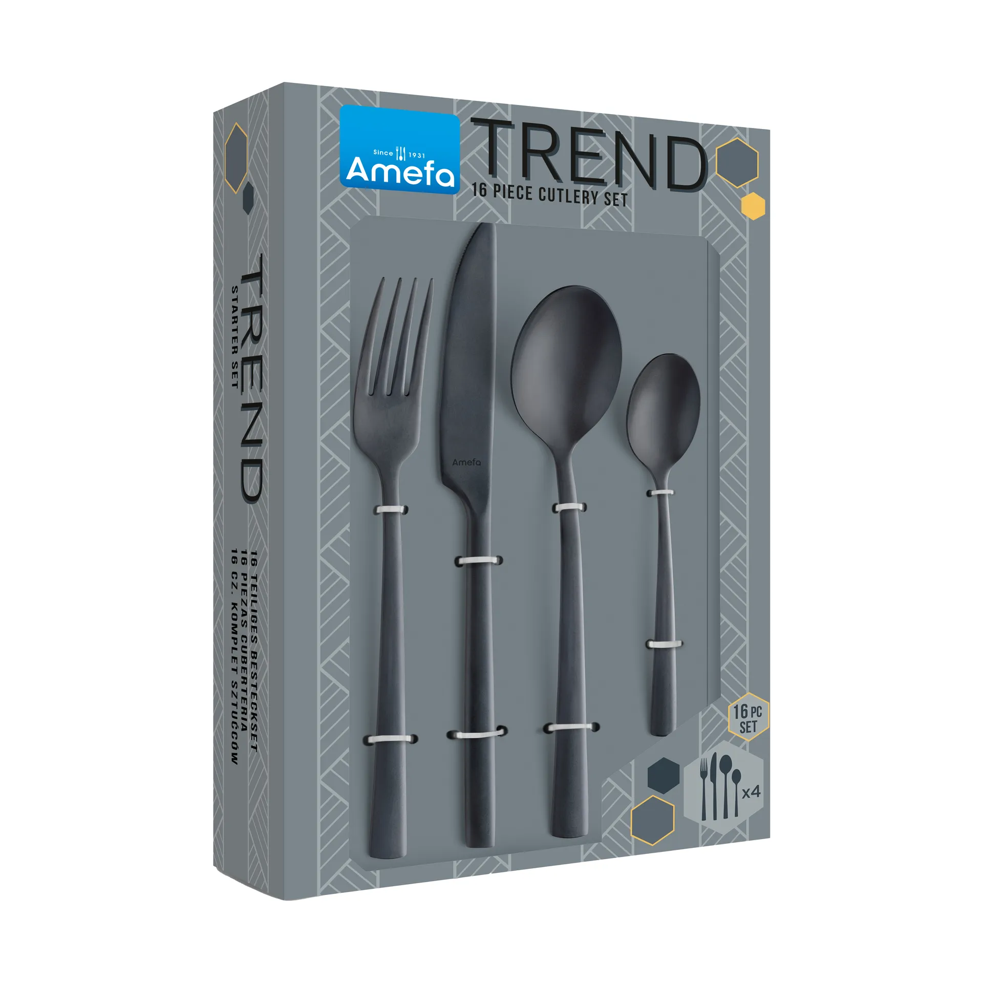 Zestaw sztućców Manille Vintage, 16 szt., Czarne Amefa