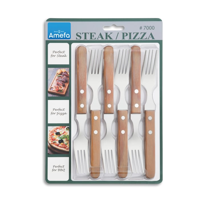 Zestaw widelców do grilla Pizza, 6 szt., Dąb Amefa