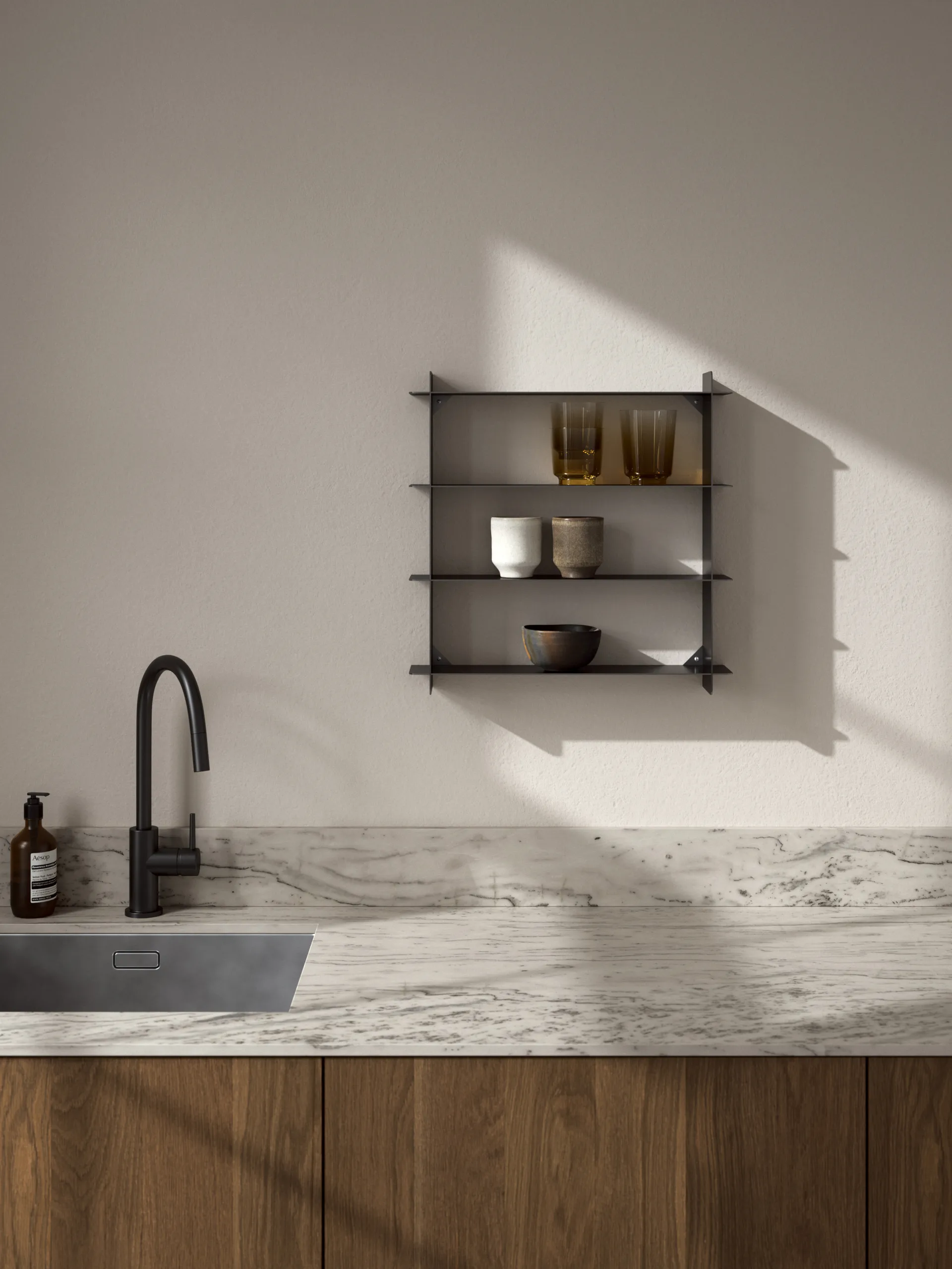 Półka ścienna Division, Black steel, 45x45x10 cm Andersen Furniture