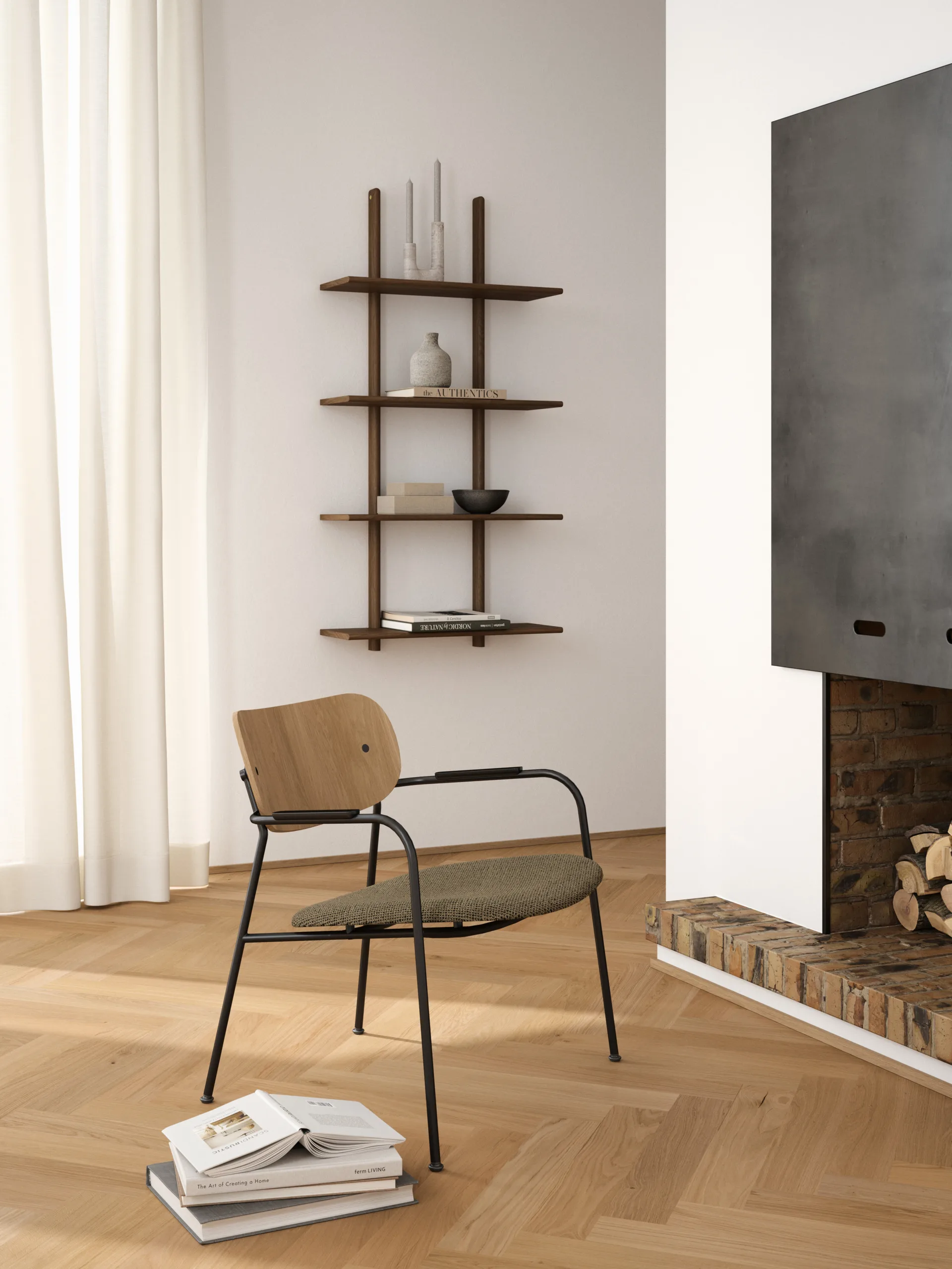 Półka ścienna Essence, Smoked Oiled Oak, 70x25x140 cm Andersen Furniture