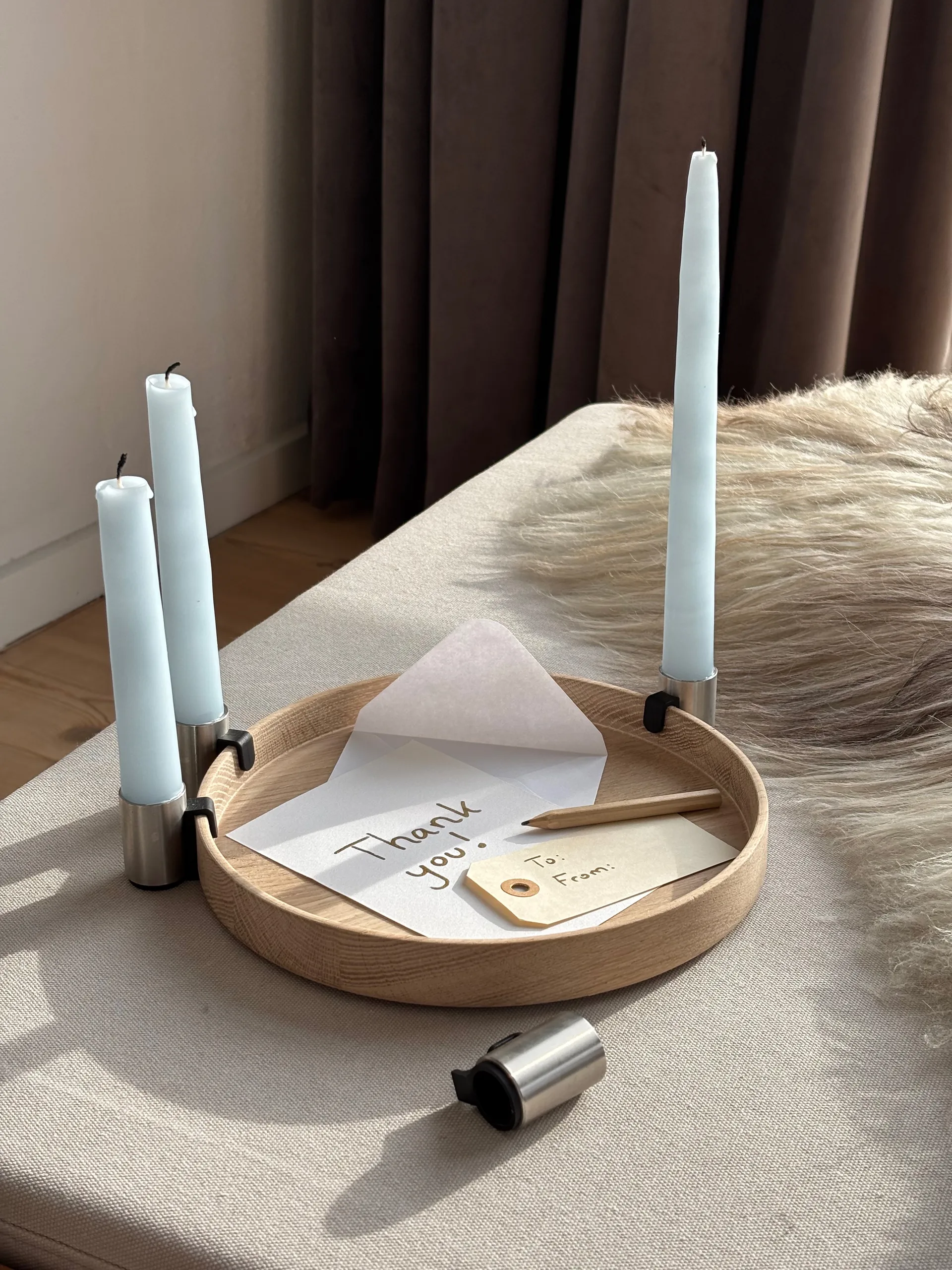 Świecznik adwentowy Luna Ø27 cm, Dąb-stal Applicata