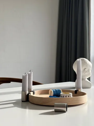 Świecznik Luna Ø27 cm - Dąb-stal - Applicata