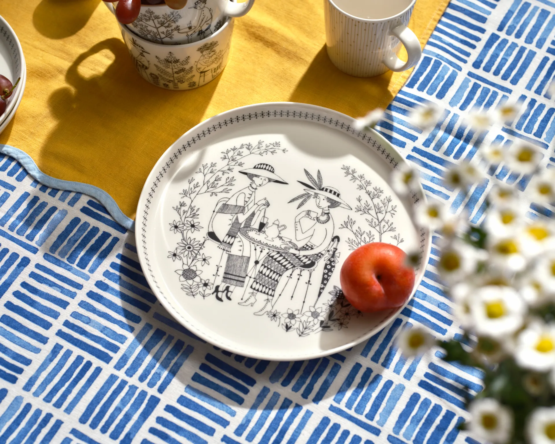 Emilia talerz Ø24 cm, Czarny-biały Arabia