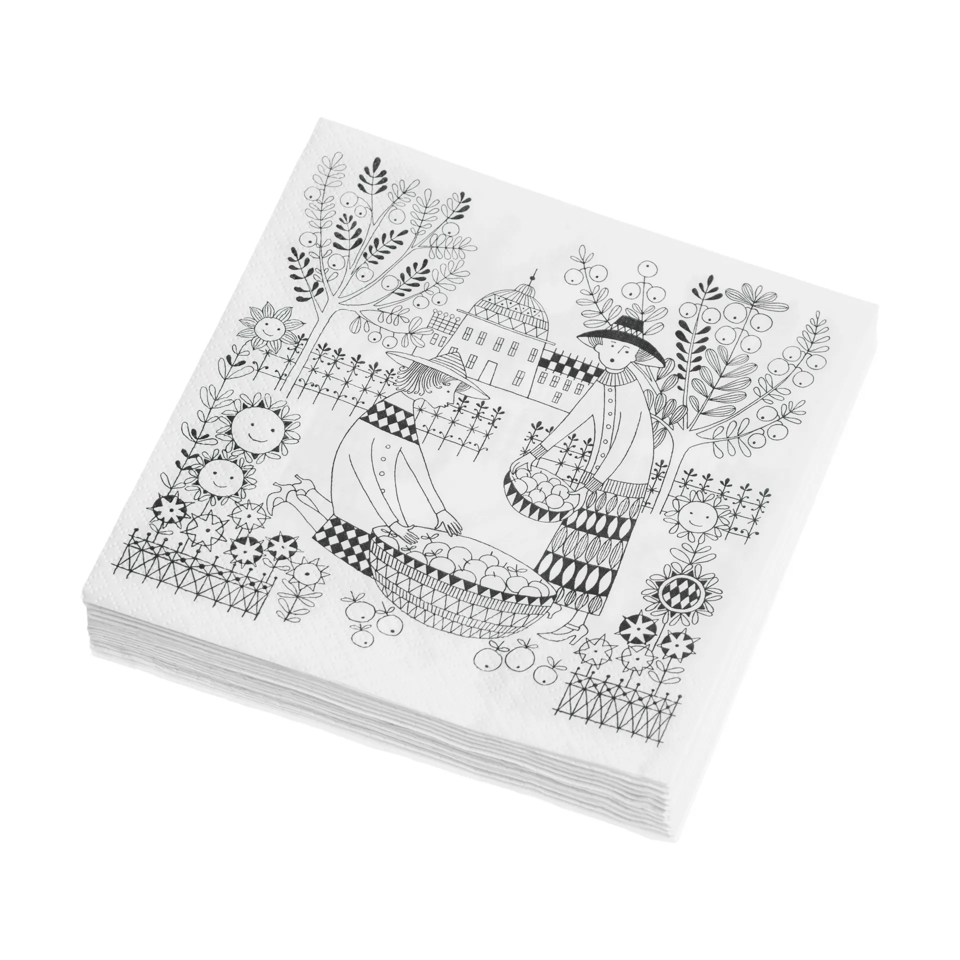 Papierowe serwetki Emilia 33x33 cm, 20-pak, Czarno-biały Arabia