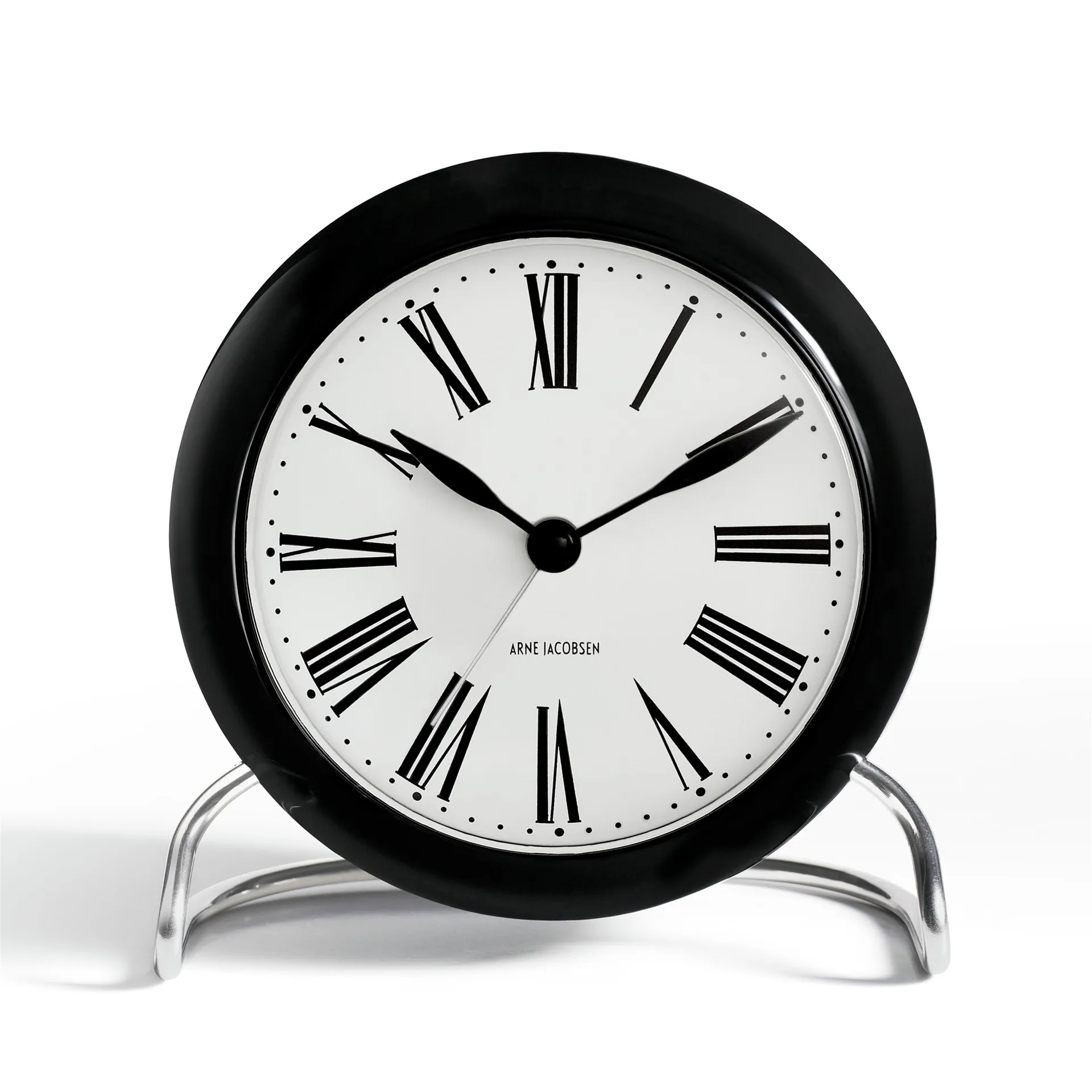 AJ Rzymski zegar stołowy, czarny Arne Jacobsen Clocks