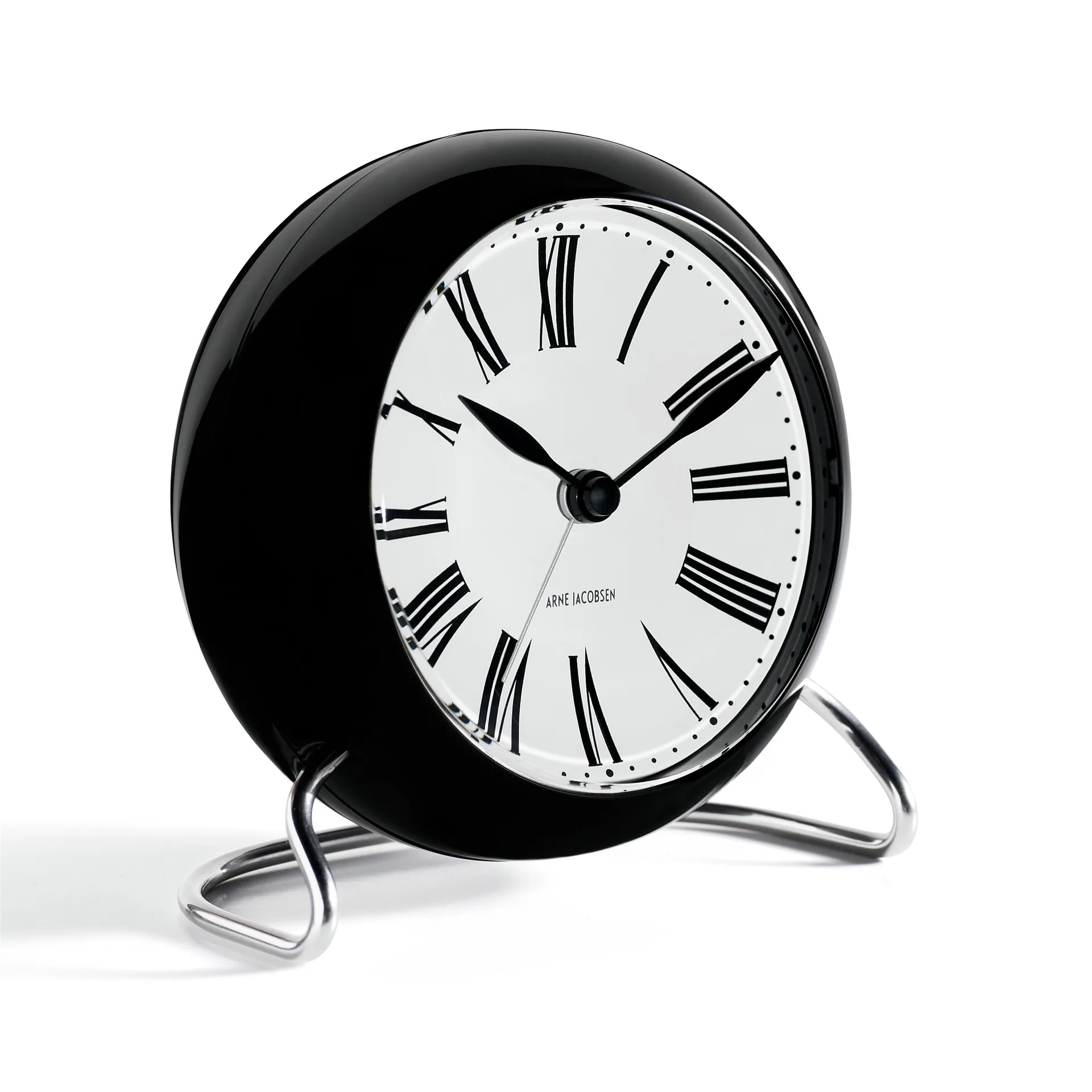 AJ Rzymski zegar stołowy, czarny Arne Jacobsen Clocks