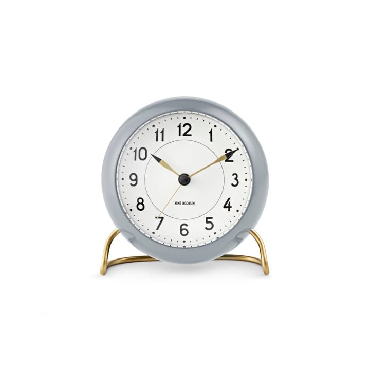 AJ Station na desce 12 cm - szaro-biały - Arne Jacobsen Clocks